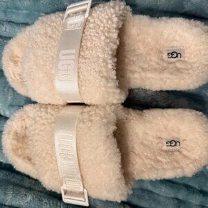UGG FLUFFITA SLIDE PLATFORM SANDAL CURLY WOOL SLIP Size 10